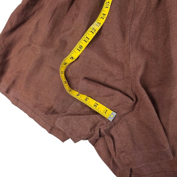 Anthropologie The Somerset High Rise Pull On Linen Shorts, Brown, Size 3X - Picture 5 of 7